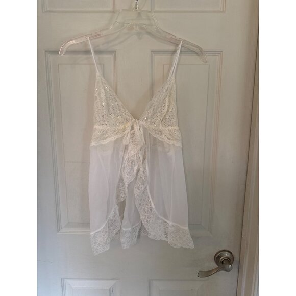 Victoria Secret White Sheer Lace Chemise Size Large - Picture 2 of 8